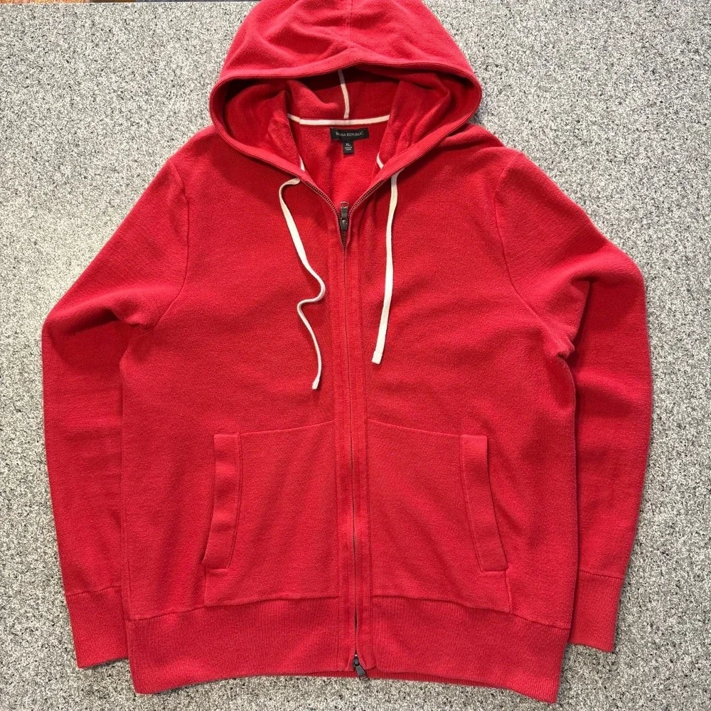 Banana Republic Hoodie Mens XL Supima Cotton Full Zip Red